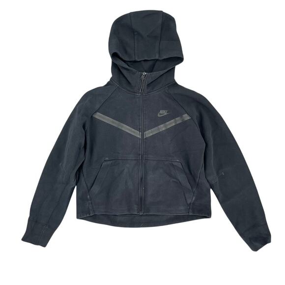 Nike Womens Tech Fleece Cropped Full Zip Hoodie Size M - Picture 1 of 4